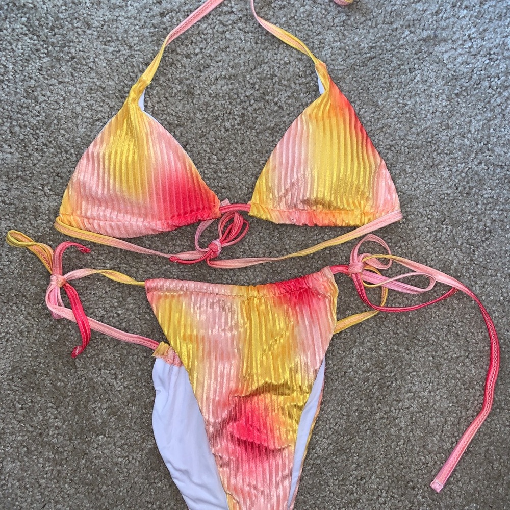 Yellow & orange velvet bikini